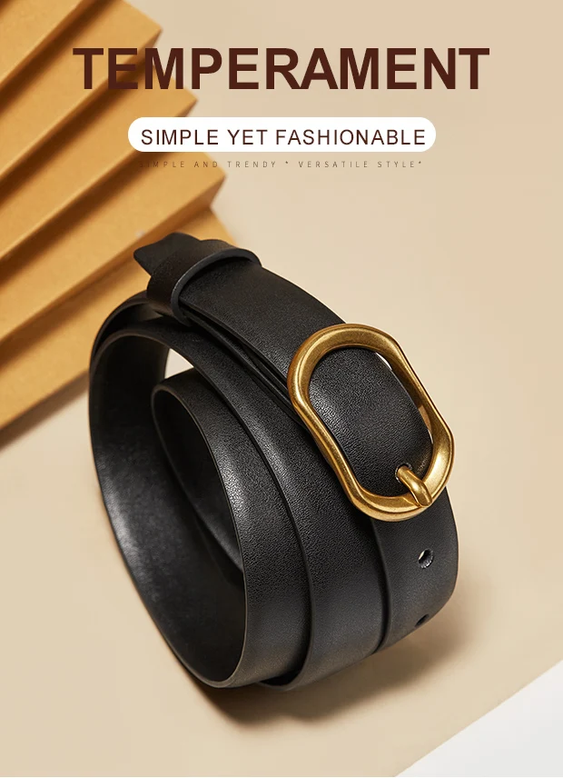 FOXER Women Buckle Thin Belt For Jeans Dress High Quality PU Leather Lady Luxury Design Brand Korean Adjustable Denim Retro Belt