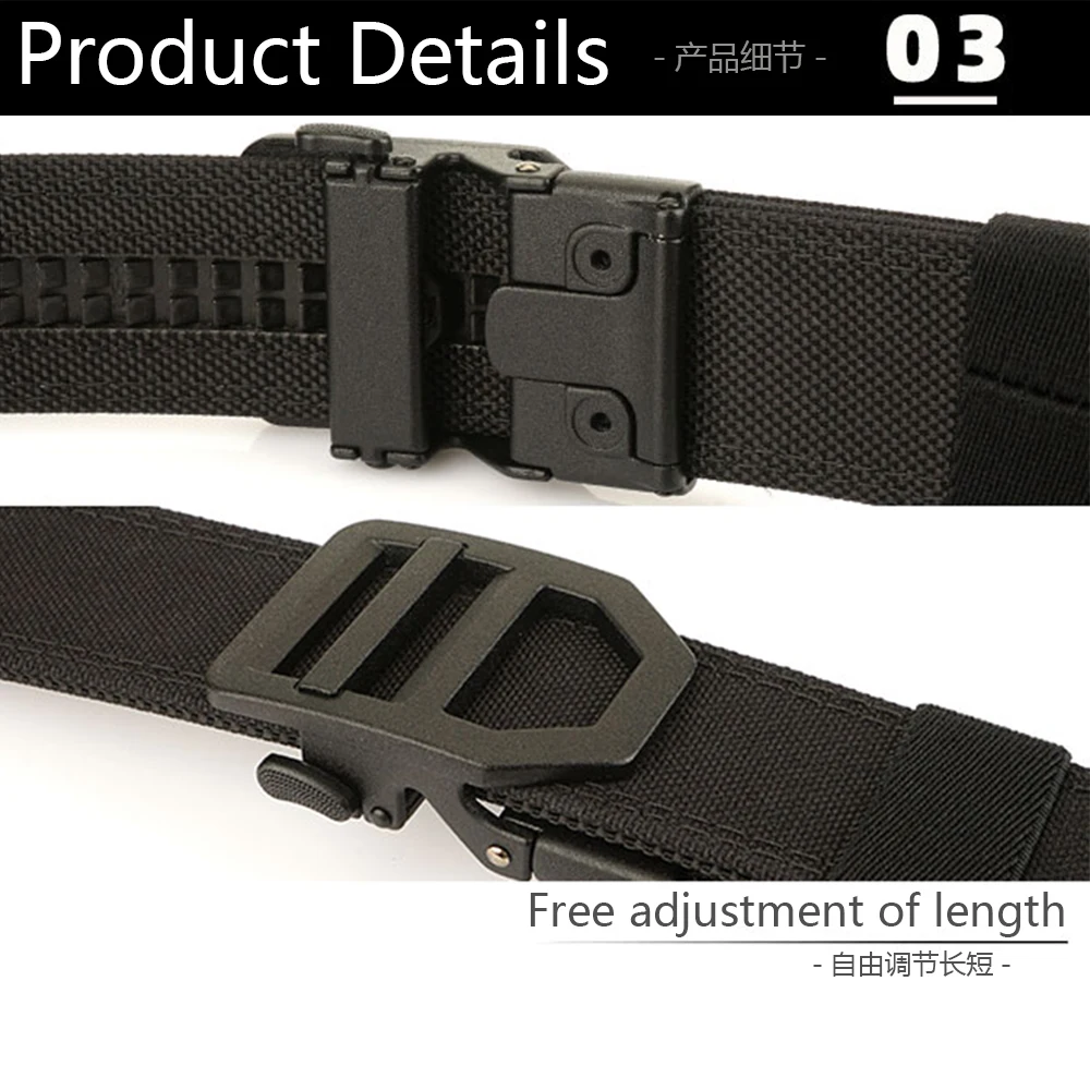 TUSHI New Tactical Belt Hard Gun Belt for Men Metal Automatic Buckle IPSC 1100D Nylon Military Belt Outdoor Sports Girdle Male