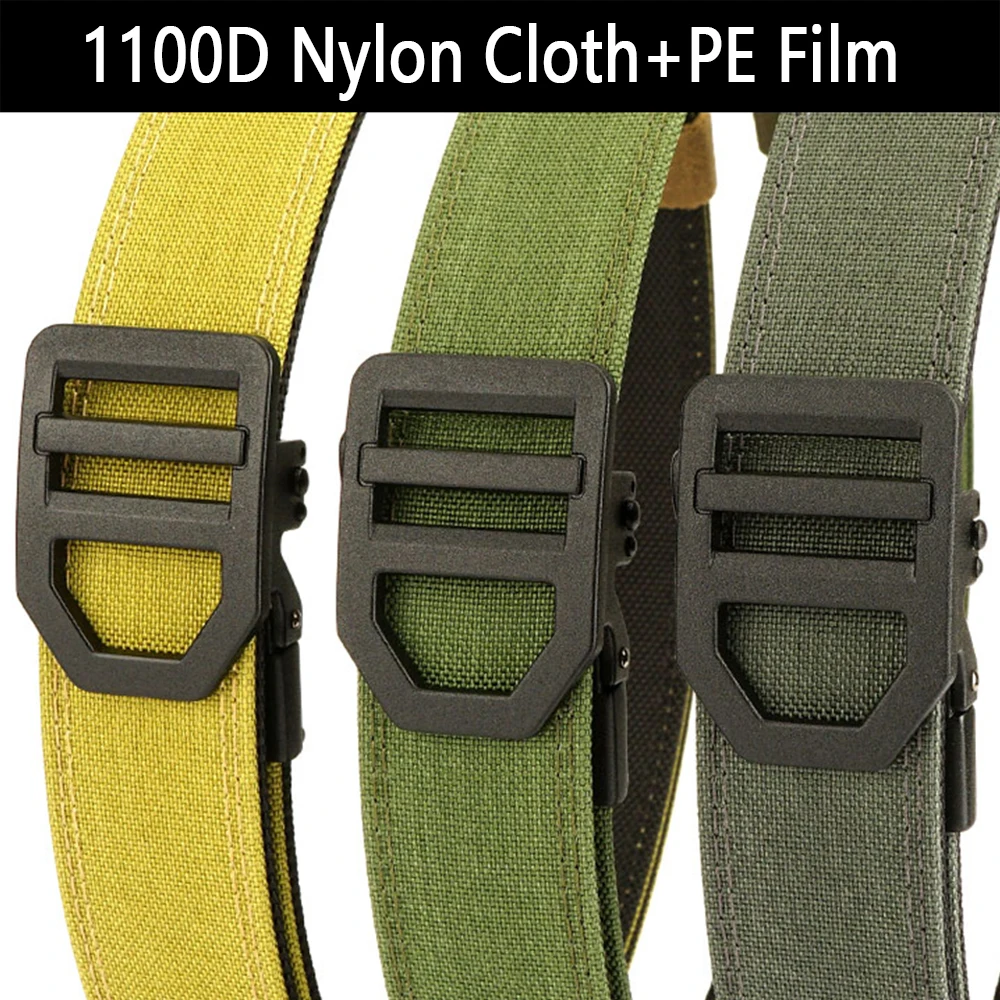 TUSHI New Tactical Belt Hard Gun Belt for Men Metal Automatic Buckle IPSC 1100D Nylon Military Belt Outdoor Sports Girdle Male