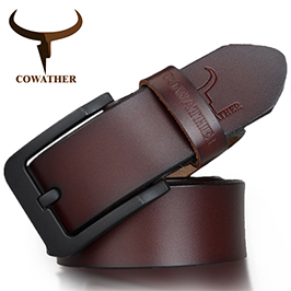 COWATHER new style cow genuine leather mens belt for men high quality vintage style 100-130cm male strap ceinture homme