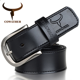 COWATHER new style cow genuine leather mens belt for men high quality vintage style 100-130cm male strap ceinture homme