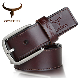 COWATHER new style cow genuine leather mens belt for men high quality vintage style 100-130cm male strap ceinture homme