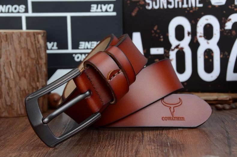 COWATHER new style cow genuine leather mens belt for men high quality vintage style 100-130cm male strap ceinture homme