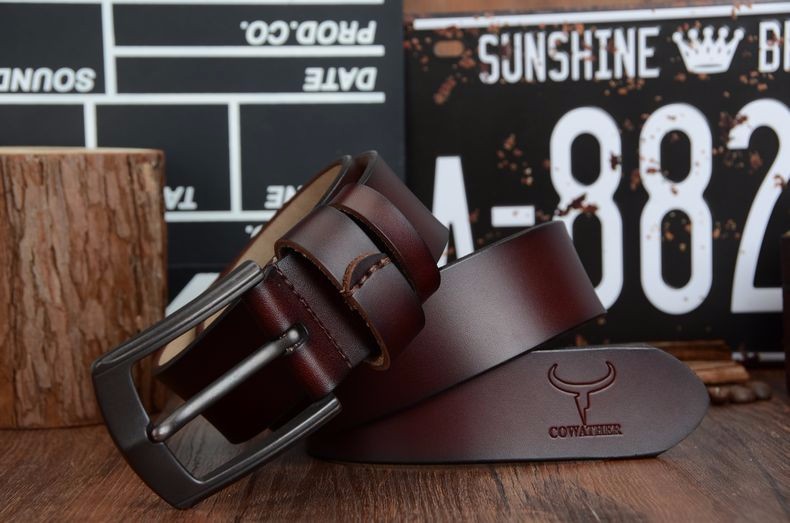 COWATHER new style cow genuine leather mens belt for men high quality vintage style 100-130cm male strap ceinture homme