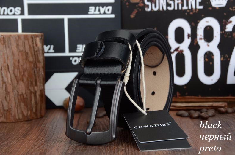COWATHER new style cow genuine leather mens belt for men high quality vintage style 100-130cm male strap ceinture homme