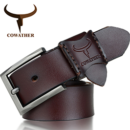 COWATHER new style cow genuine leather mens belt for men high quality vintage style 100-130cm male strap ceinture homme