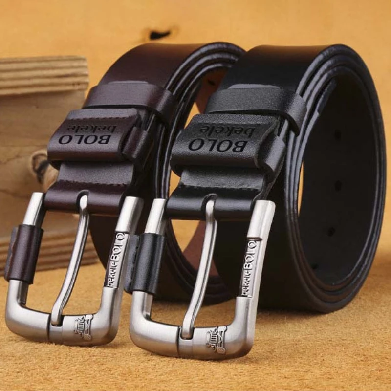 Men's Belt New Fashionable Men's Luxury Designer Belt 3.8cm Cowhide Belt Pin Buckle Men's Genuine Leather Belt 105-125cm