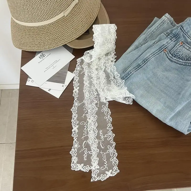 Stylish Y2K Long Lace Floral Bow Belt; Waistband for Effortless Dress or Jeans Styling; Versatile as Hair Band or Lace Scarf