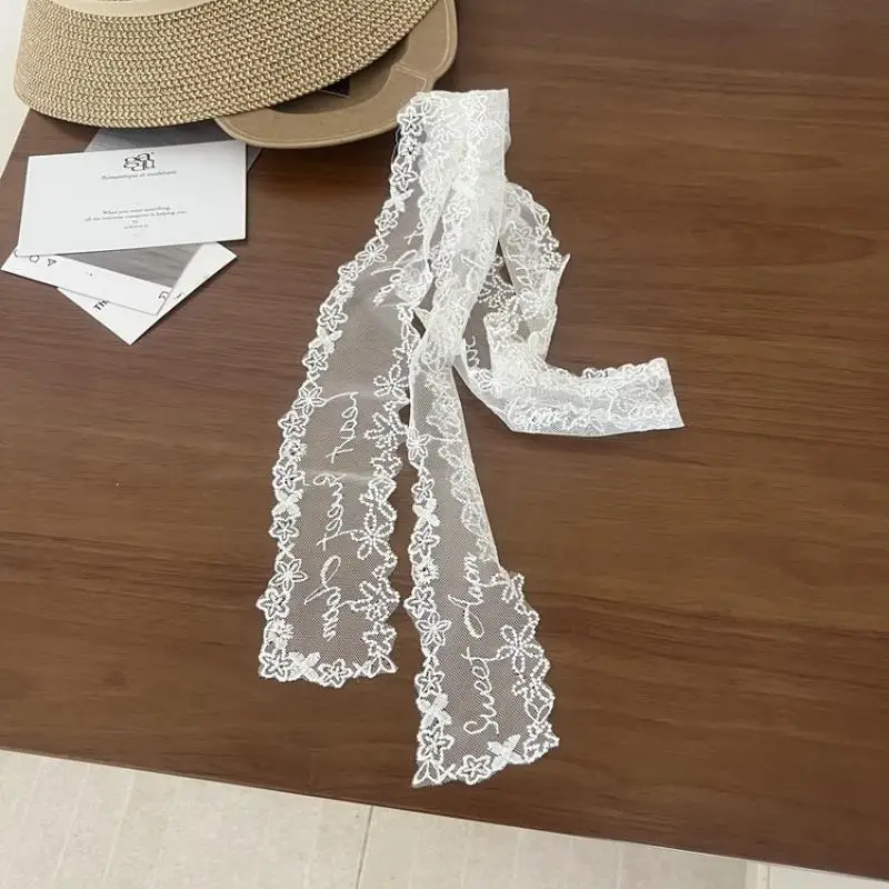 Stylish Y2K Long Lace Floral Bow Belt; Waistband for Effortless Dress or Jeans Styling; Versatile as Hair Band or Lace Scarf