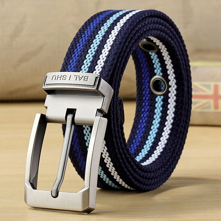 New Men's Fabric Belt Canvas Belt Drill Hole Fabric Belt Casual Fashion Men's Belt Jeans Men's Belt Stripe Table HB072