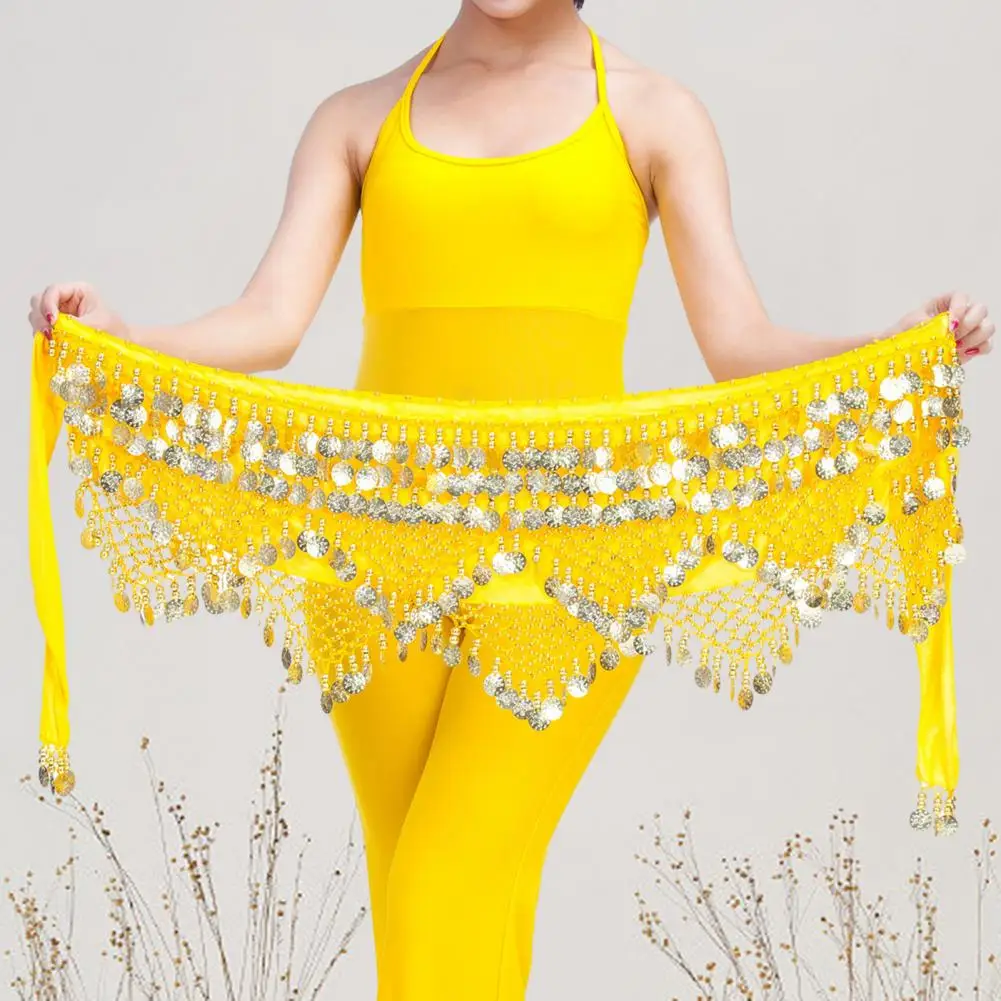 Velvet Women Belt Belly Dance Waist Wrap Skirt Chain Golden Coin Tassel Women Belly Dance Hip Skirt Waist Wrap Scarf