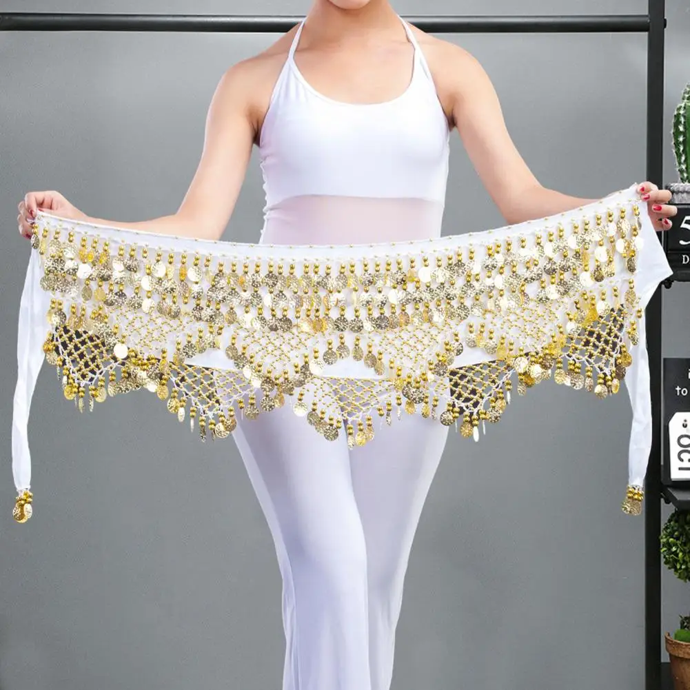 Velvet Women Belt Belly Dance Waist Wrap Skirt Chain Golden Coin Tassel Women Belly Dance Hip Skirt Waist Wrap Scarf
