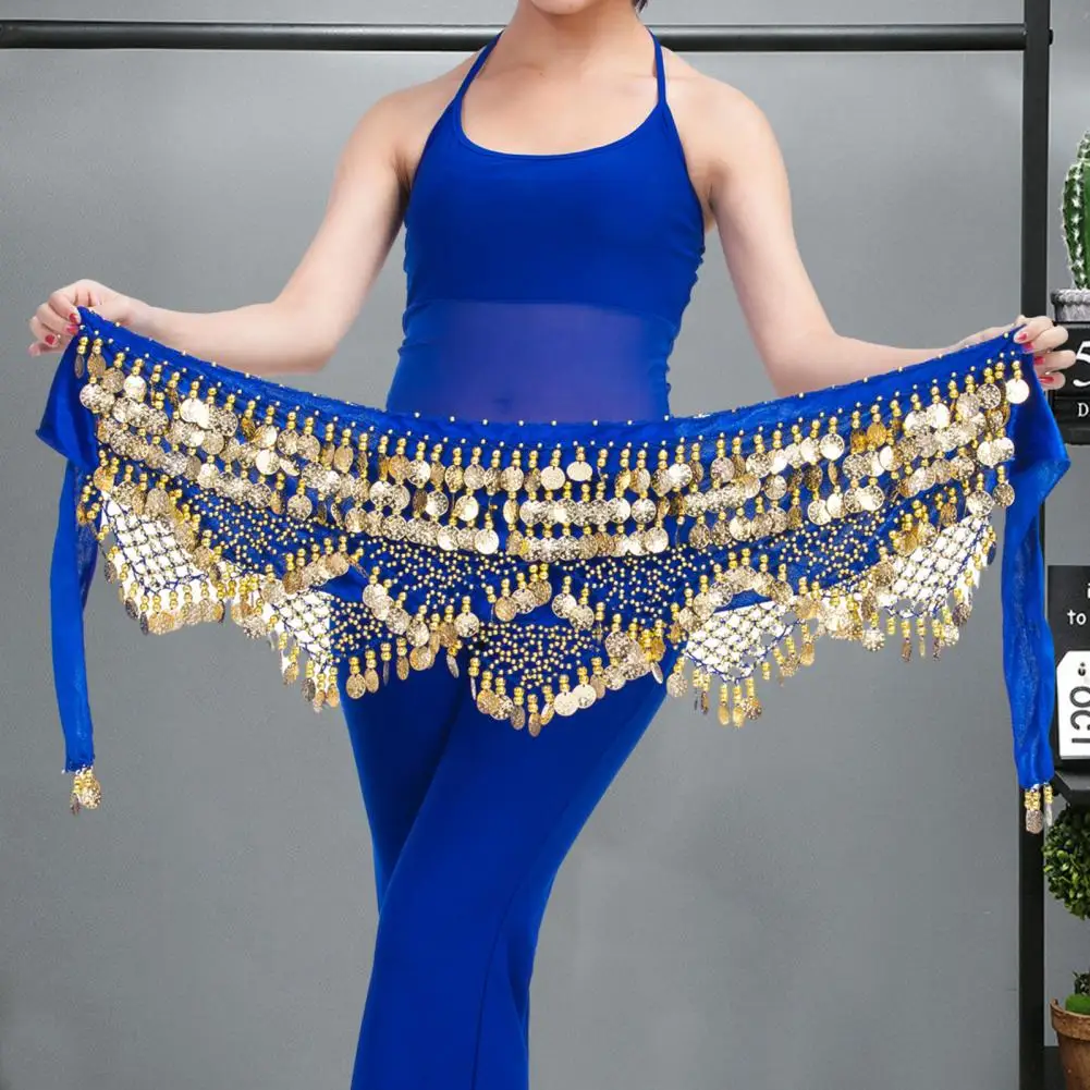 Velvet Women Belt Belly Dance Waist Wrap Skirt Chain Golden Coin Tassel Women Belly Dance Hip Skirt Waist Wrap Scarf