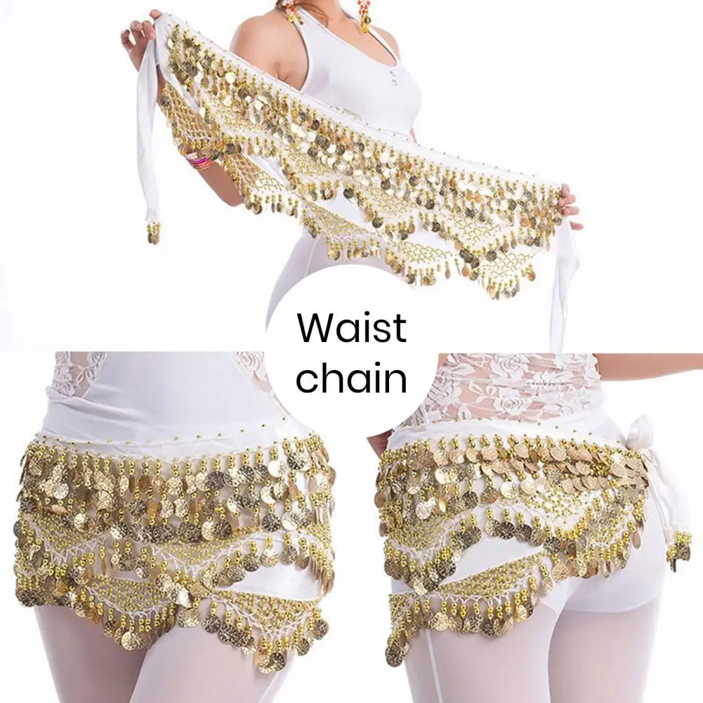 Velvet Women Belt Belly Dance Waist Wrap Skirt Chain Golden Coin Tassel Women Belly Dance Hip Skirt Waist Wrap Scarf