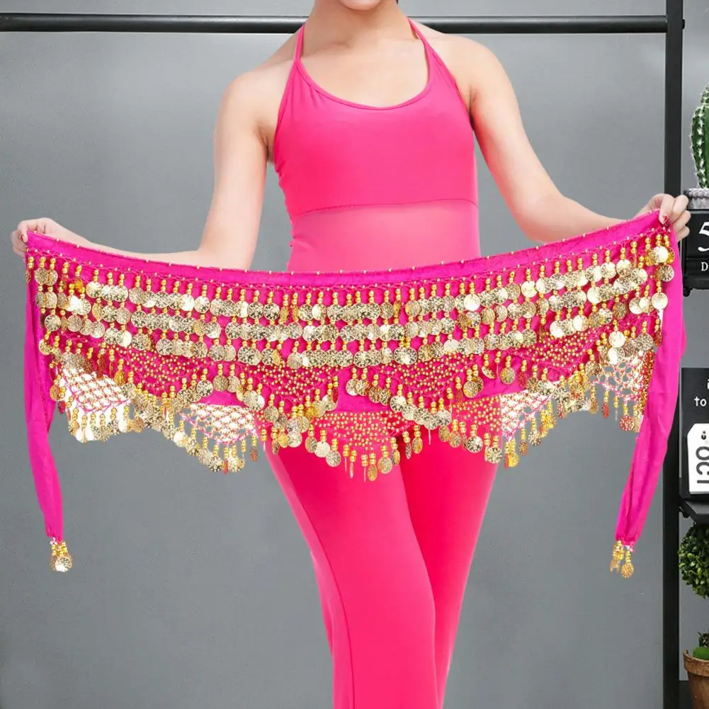 Velvet Women Belt Belly Dance Waist Wrap Skirt Chain Golden Coin Tassel Women Belly Dance Hip Skirt Waist Wrap Scarf