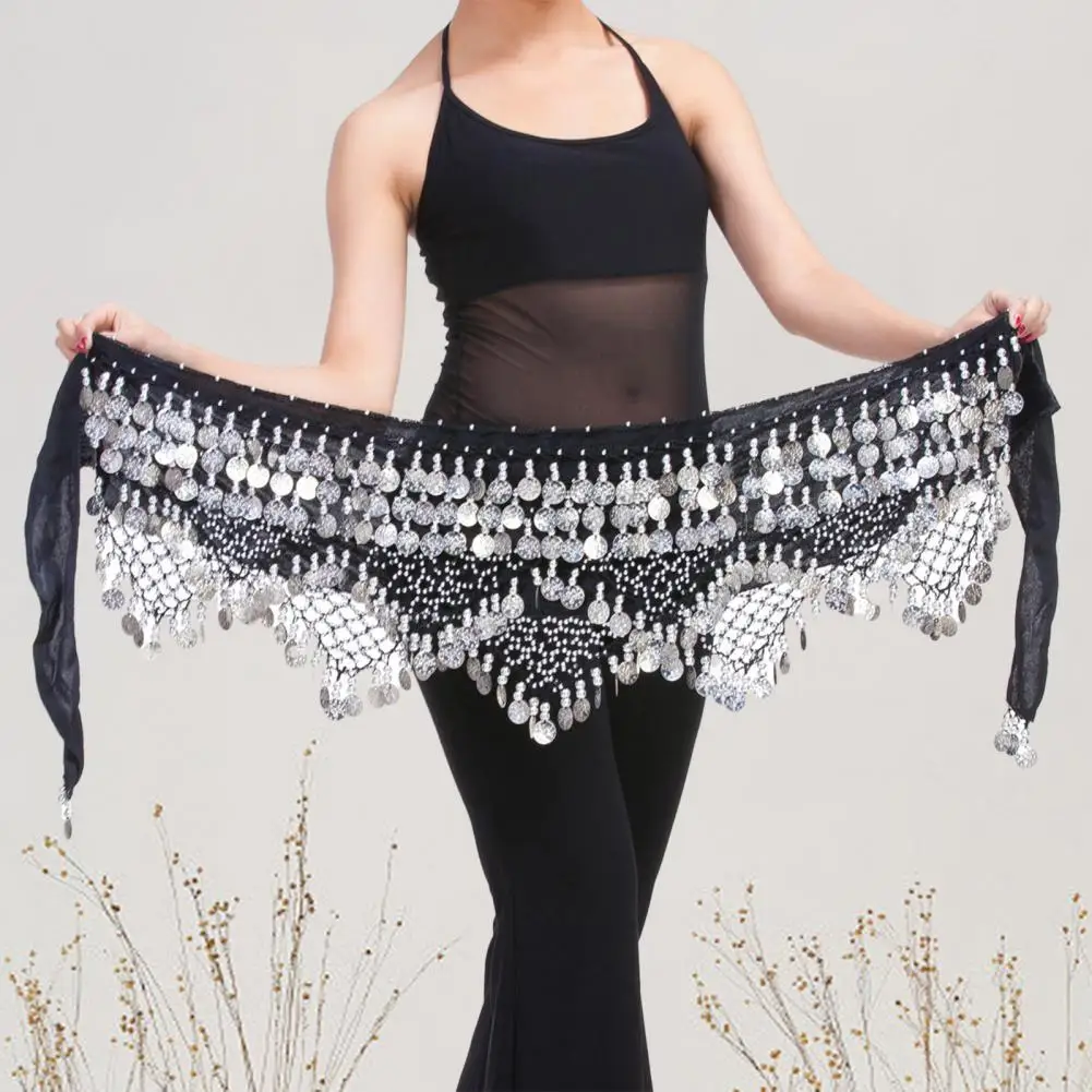 Velvet Women Belt Belly Dance Waist Wrap Skirt Chain Golden Coin Tassel Women Belly Dance Hip Skirt Waist Wrap Scarf