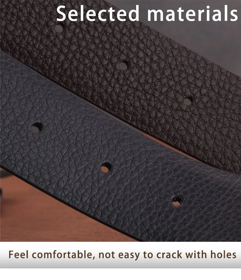 Men Designer Casual Fashion Smooth Buckle Leather belts High Quality Luxury Famous Brand young Jeans Coffee Genuine Leather Belt