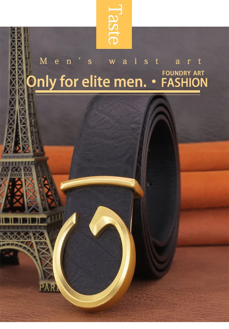 Men Designer Casual Fashion Smooth Buckle Leather belts High Quality Luxury Famous Brand young Jeans Coffee Genuine Leather Belt