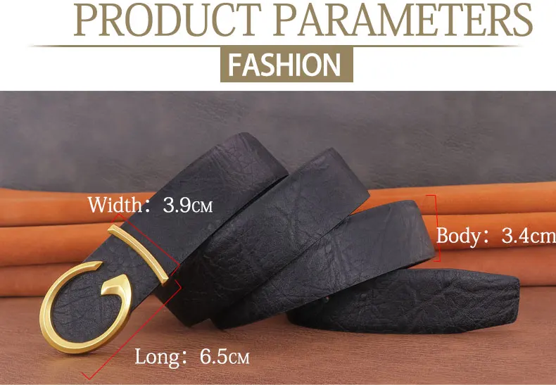 Men Designer Casual Fashion Smooth Buckle Leather belts High Quality Luxury Famous Brand young Jeans Coffee Genuine Leather Belt