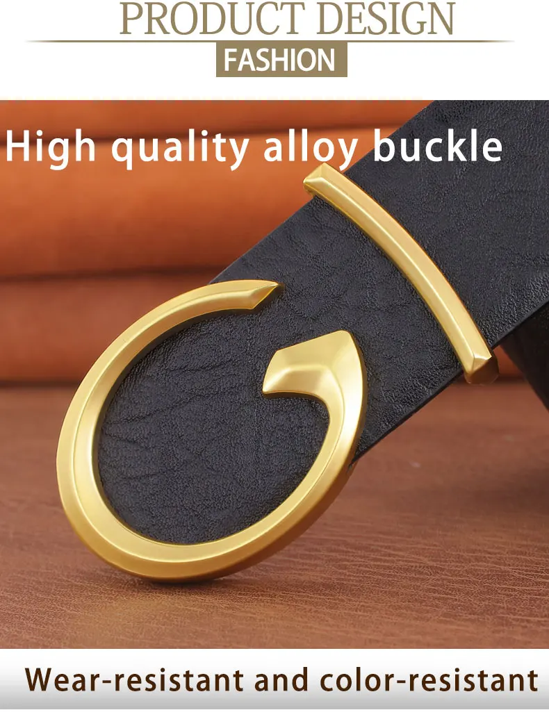 Men Designer Casual Fashion Smooth Buckle Leather belts High Quality Luxury Famous Brand young Jeans Coffee Genuine Leather Belt