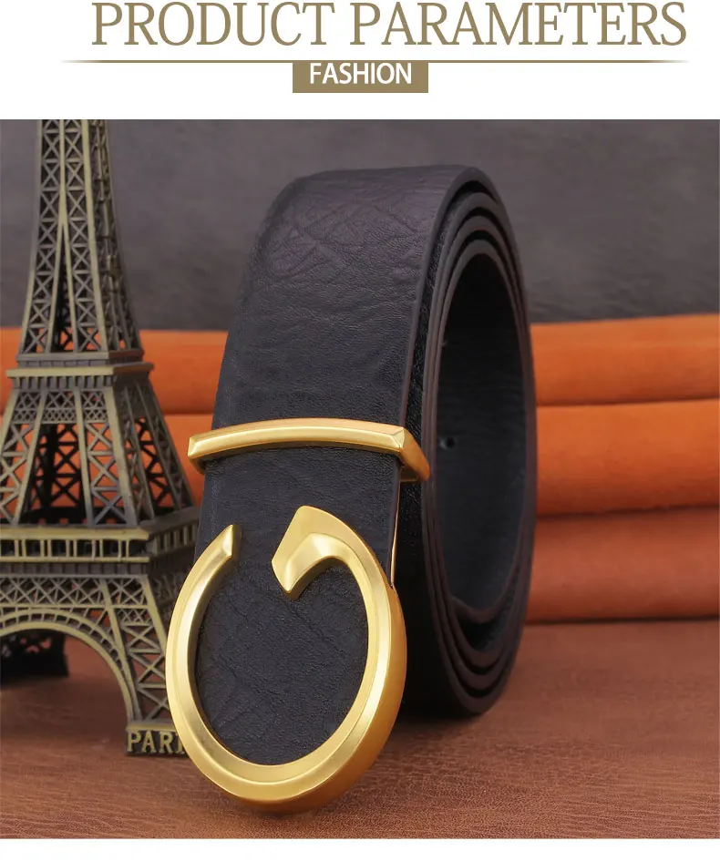 Men Designer Casual Fashion Smooth Buckle Leather belts High Quality Luxury Famous Brand young Jeans Coffee Genuine Leather Belt