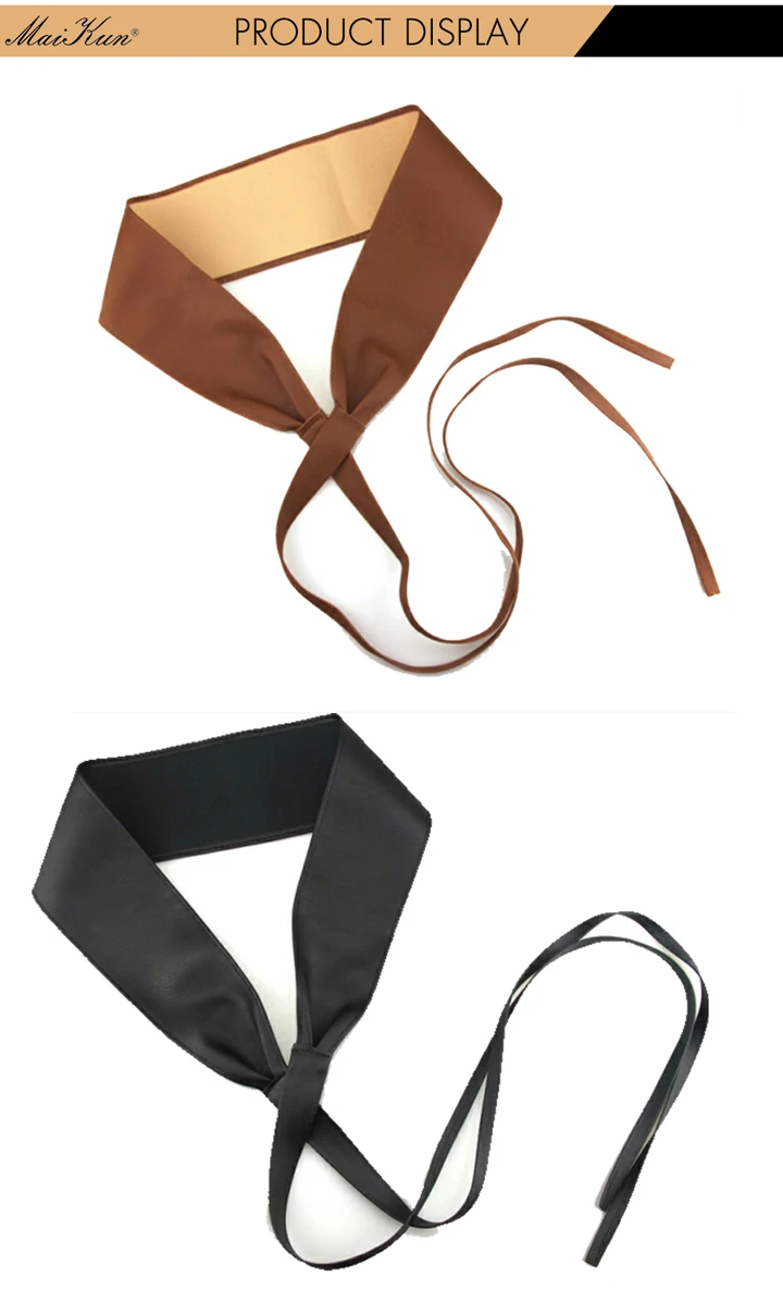 Boho Belt for Women Bowknot Faux Leather Wrap Around Obi Style Cinch Waistband Black Cummerbund Brown Women Belt