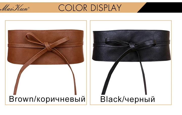 Boho Belt for Women Bowknot Faux Leather Wrap Around Obi Style Cinch Waistband Black Cummerbund Brown Women Belt