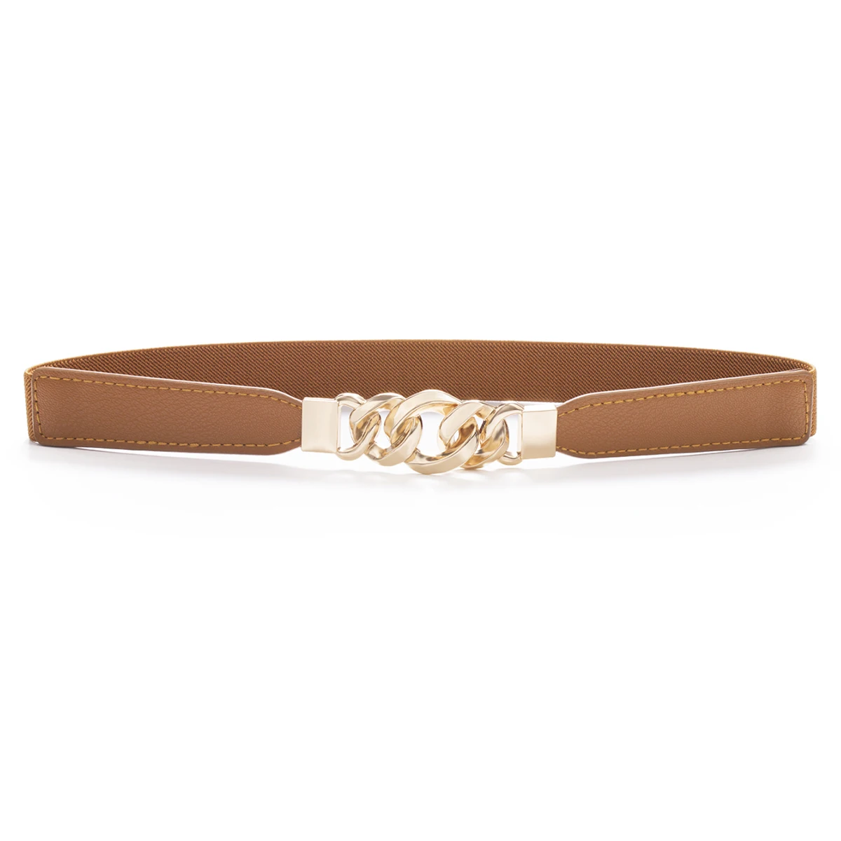 SISHION Summer Fashion Women Belts for Dress SH032 PU Leather Thin Elastic Waist Belt Slim Waistband Black Camel Coffee