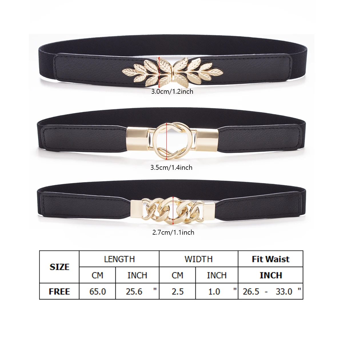 SISHION Summer Fashion Women Belts for Dress SH032 PU Leather Thin Elastic Waist Belt Slim Waistband Black Camel Coffee