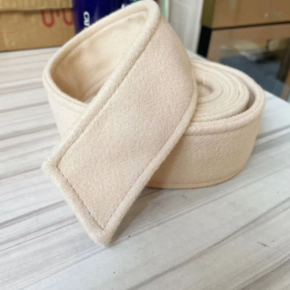 Women Double-Sided Faux Woolen Coat Belt 5x175cm Red Black Grey Yellow Pink Solid Colors Unisex Waist Belt