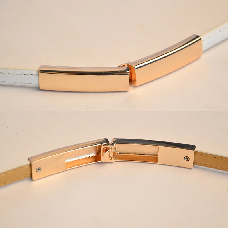 Fashion New Thin PU Leather Belt For Women Lady Gold Metal Buckle Adjustable Waistband Dress Coat Decoration Waist Straps