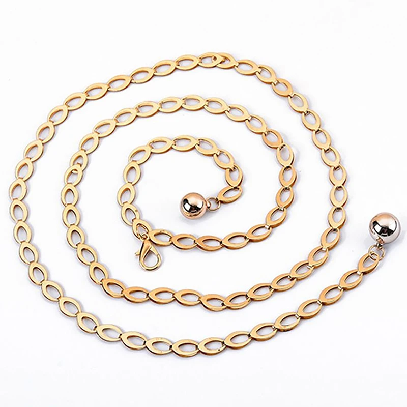 Sexy Women Belts New Streetwear Metal Chain Decorate Dress Belt Adjustable Rough Whip Chain Women Fashion Design Versatile