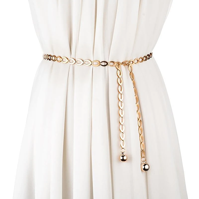 Sexy Women Belts New Streetwear Metal Chain Decorate Dress Belt Adjustable Rough Whip Chain Women Fashion Design Versatile