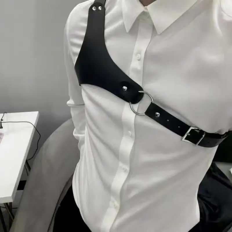 Fashion Men Leather Chest Harness Belt Lingerie Adjustable Leather Body Bondage Strap Punk Club Costume Clothing Accessories