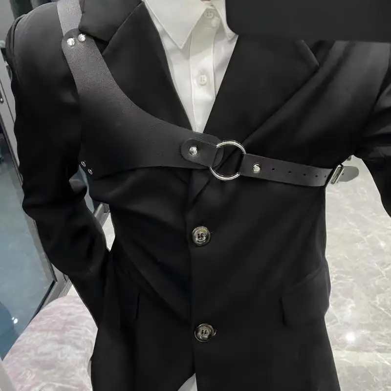Fashion Men Leather Chest Harness Belt Lingerie Adjustable Leather Body Bondage Strap Punk Club Costume Clothing Accessories