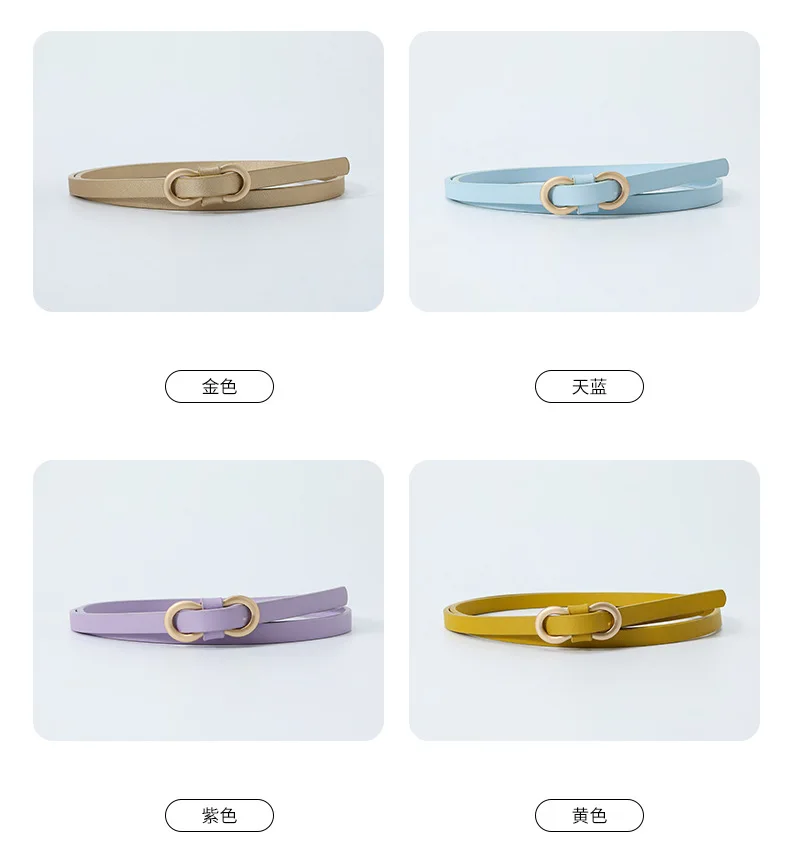 1x110cm Women Thin Belts PU Leather Simple Metal Buckle Belt Girls Dress Jean Pants Waistband Belt