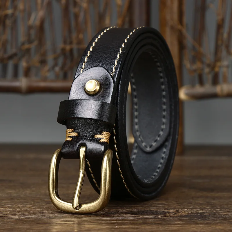 2.8cm Width Women Belt Designer Female Belt Genuine Leather Belts Cowskin Strap Pin Buckle Belts Fancy Vintage for Jeans