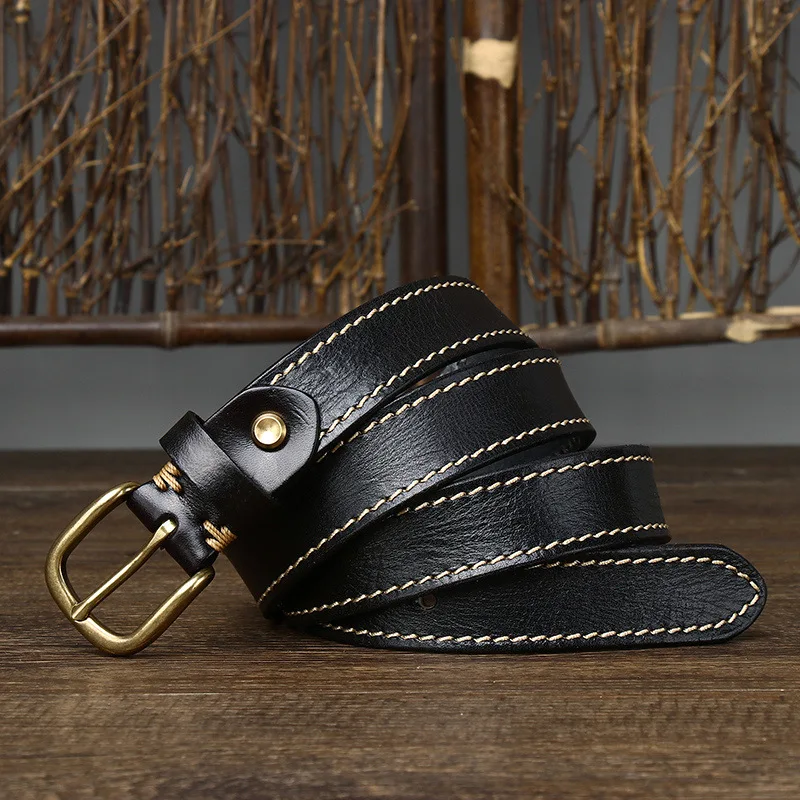 2.8cm Width Women Belt Designer Female Belt Genuine Leather Belts Cowskin Strap Pin Buckle Belts Fancy Vintage for Jeans