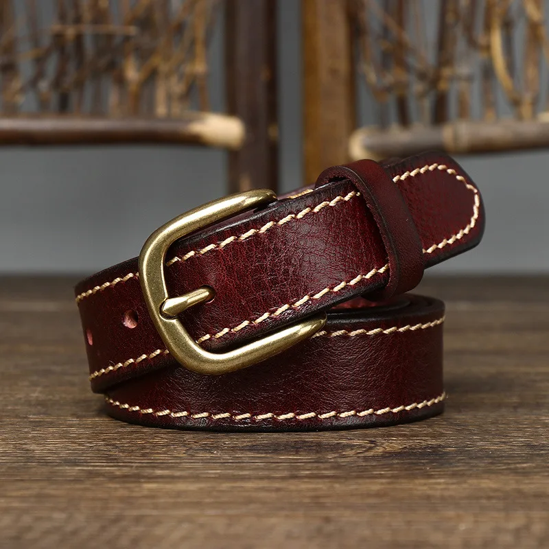 2.8cm Width Women Belt Designer Female Belt Genuine Leather Belts Cowskin Strap Pin Buckle Belts Fancy Vintage for Jeans