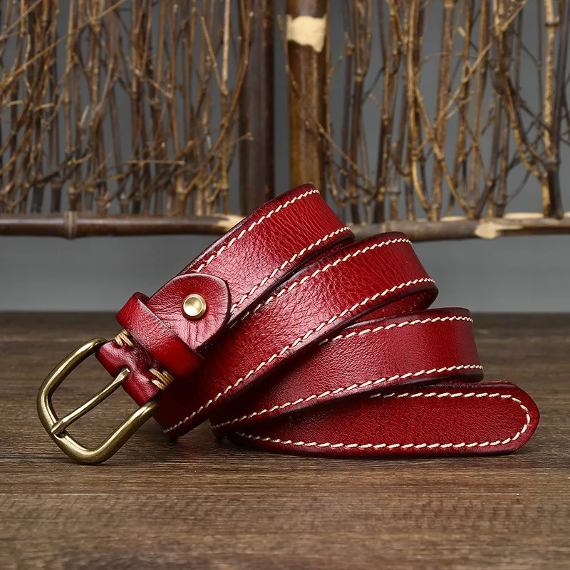 2.8cm Width Women Belt Designer Female Belt Genuine Leather Belts Cowskin Strap Pin Buckle Belts Fancy Vintage for Jeans