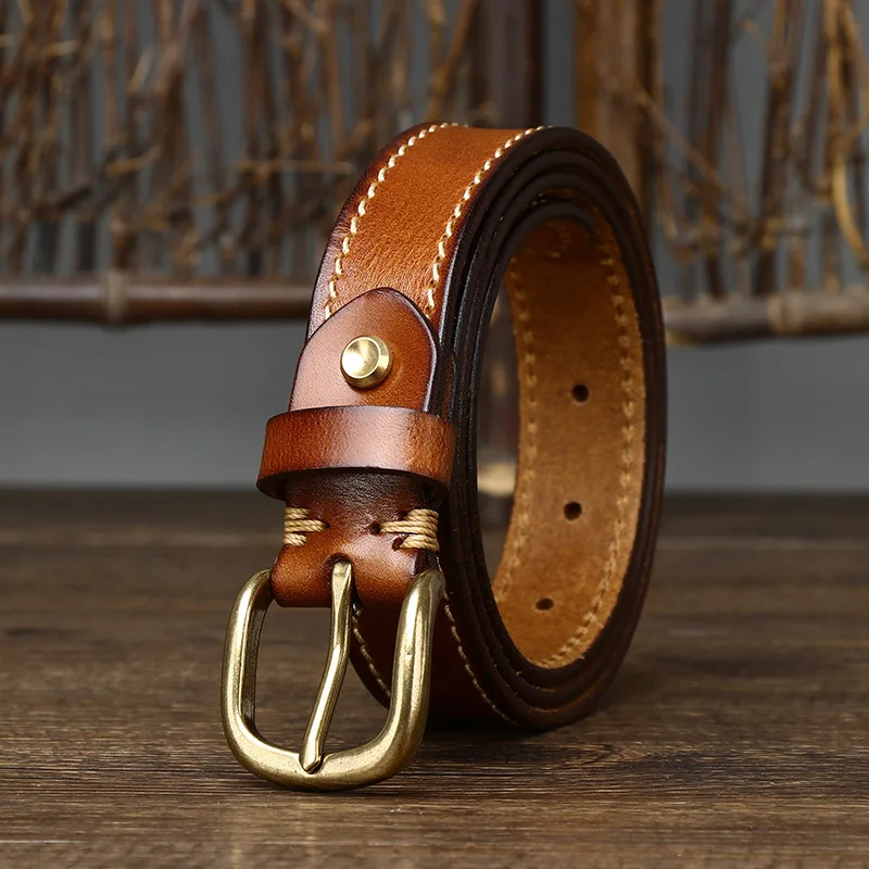 2.8cm Width Women Belt Designer Female Belt Genuine Leather Belts Cowskin Strap Pin Buckle Belts Fancy Vintage for Jeans
