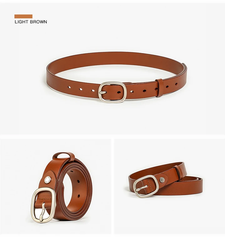 BEUTODAY Belts Women Cow Leather Gold Neddle Buckle Zinc-Alloy Jeans Pants Ladies Versatile Waistbands Handmade 91120
