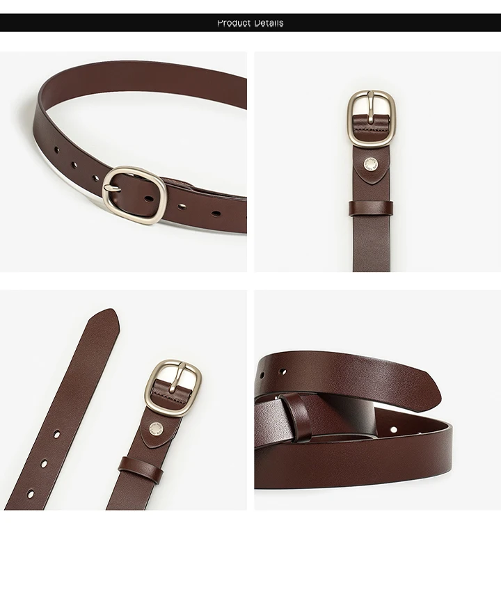 BEUTODAY Belts Women Cow Leather Gold Neddle Buckle Zinc-Alloy Jeans Pants Ladies Versatile Waistbands Handmade 91120