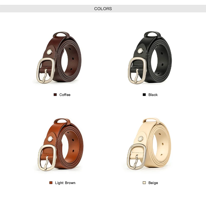 BEUTODAY Belts Women Cow Leather Gold Neddle Buckle Zinc-Alloy Jeans Pants Ladies Versatile Waistbands Handmade 91120
