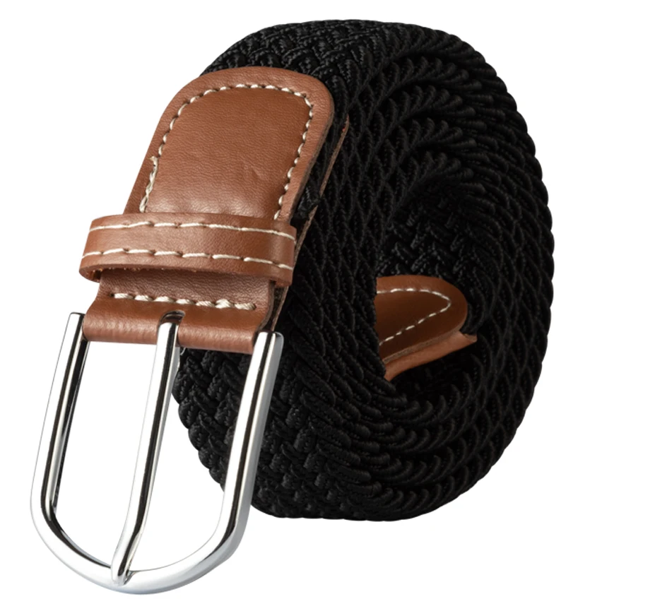 107/120/130CM Fashion Female Elastic Casual Stretch Woven Belt Unisex Canvas Elastic Belts for Women Jeans Pin Buckle Men Belt