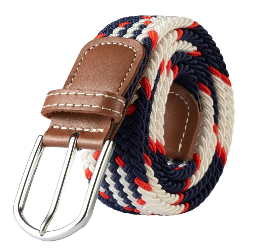 107/120/130CM Fashion Female Elastic Casual Stretch Woven Belt Unisex Canvas Elastic Belts for Women Jeans Pin Buckle Men Belt