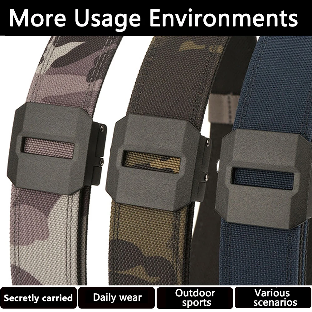 TUSHI New Hard Tactical Belt for Men Gun Belt EDC Metal Automatic Buckle IPSC Nylon Outdoor Sports Girdle Male Military Belt