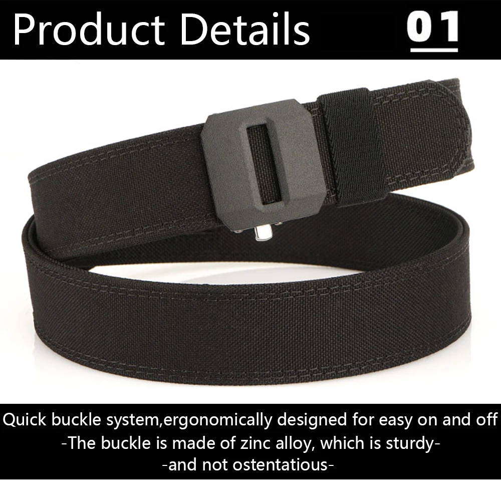 TUSHI New Hard Tactical Belt for Men Gun Belt EDC Metal Automatic Buckle IPSC Nylon Outdoor Sports Girdle Male Military Belt