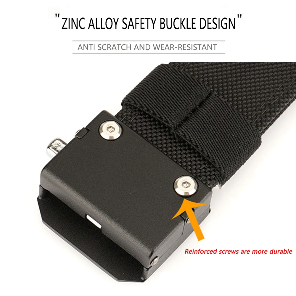 TUSHI New Hard Tactical Belt for Men Gun Belt EDC Metal Automatic Buckle IPSC Nylon Outdoor Sports Girdle Male Military Belt
