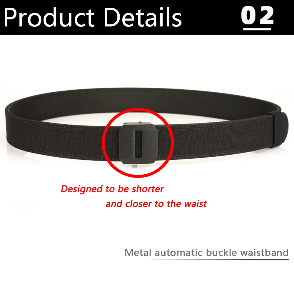 TUSHI New Hard Tactical Belt for Men Gun Belt EDC Metal Automatic Buckle IPSC Nylon Outdoor Sports Girdle Male Military Belt